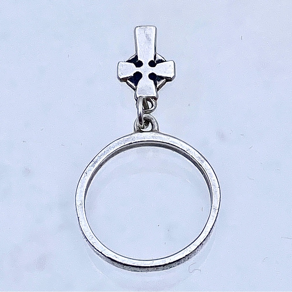 James Avery RETIRED Sterling CROSS Dangle Ring - Size 3.0